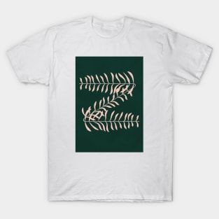 Alphabet Z Botanical, Forest Green Background T-Shirt